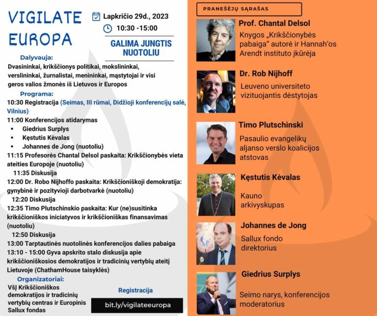 Konferencija Seime apie krikščioniškosios demokratijos ir tradicinionalizmo ateitį Europoje Vigilate Europa