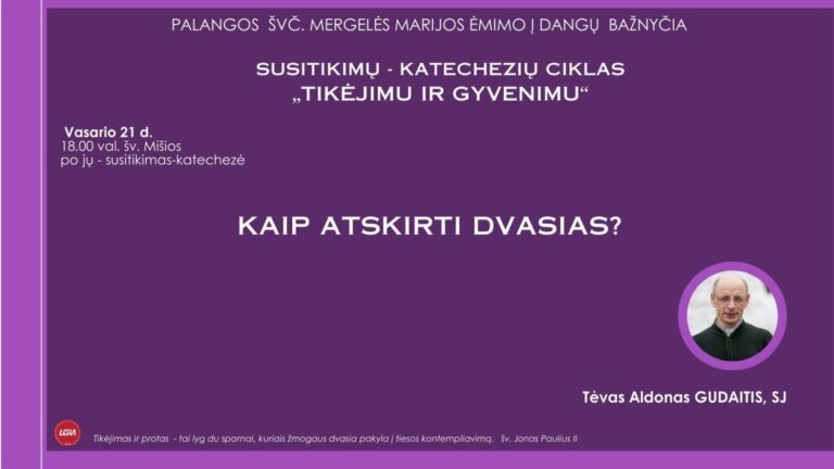 Palangoje tėvo Aldono Gudaičio SJ katechezė „Kaip atskirti dvasias?”