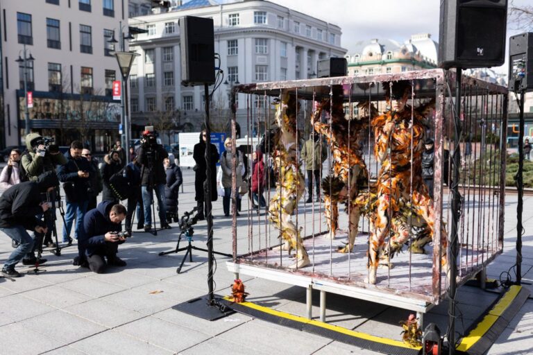 Performanso dalyviai Vilniuje ragino atkreipti dėmesį į vištų teises