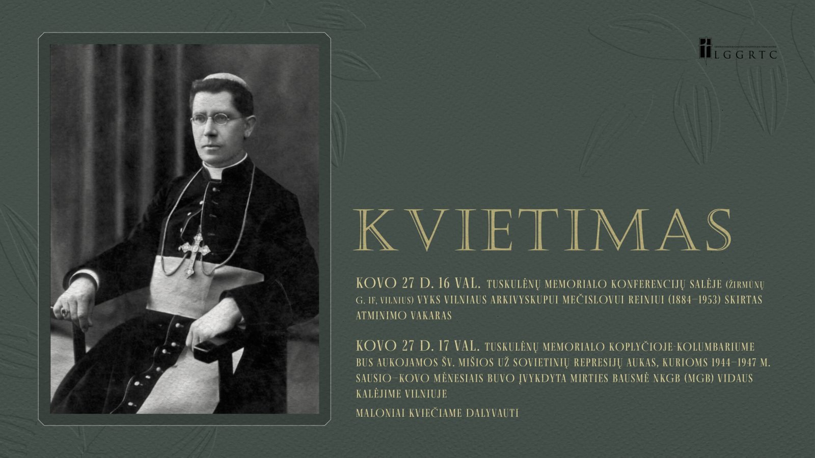 KVIETIMAS vyskupo Reinio minejimas