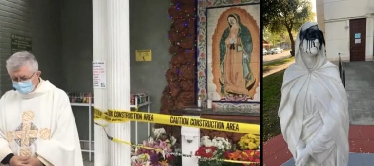 Vyras kūju išdaužė Marijos freską – auga išpuolių skaičius prieš bažnyčias JAV