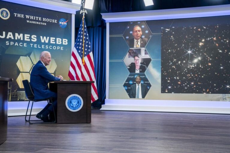 J. Bideno pristatytas Webbo kosminis teleskopas atskleidė aiškiausią ankstyvosios Visatos vaizdą