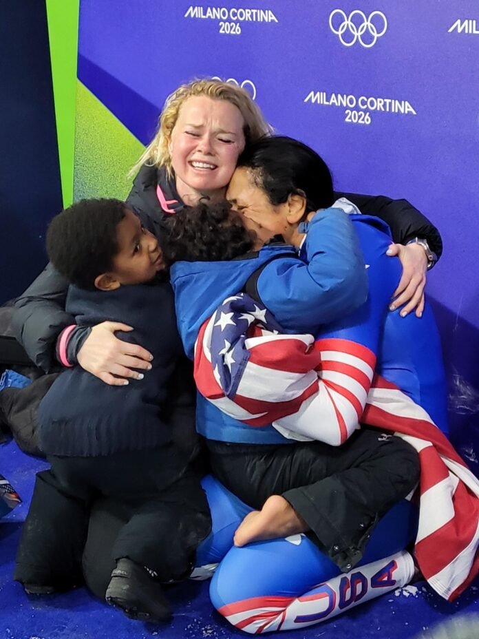 JAV bobslėjaus čempionė Elana Meyers Taylor su vaikais / Soc. tinklų nuotr.