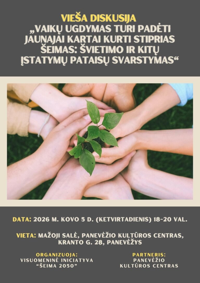 Panevėžyje vieša diskusija apie vaikų ugdymą ir šeimų stiprinimą